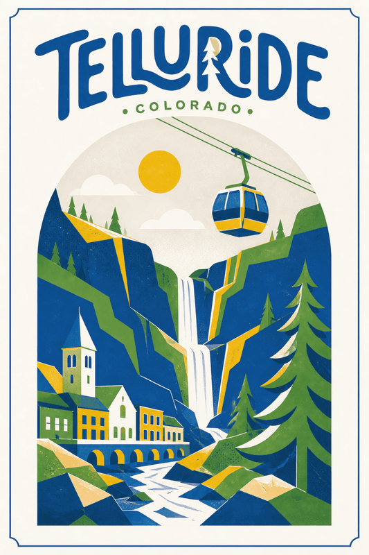 Affiche vintage Telluride – Poster de voyage rétro, Telluride, États-Unis, AMÉRIQUE DU NORD