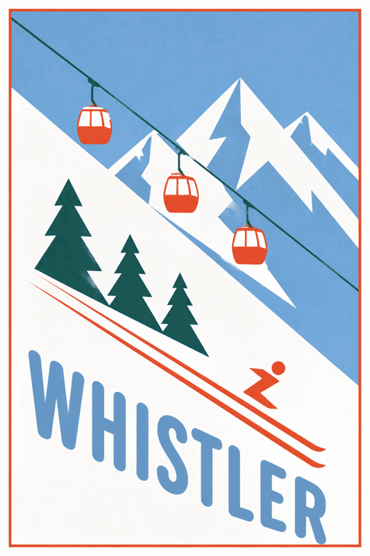 Affiche vintage Whistler – Poster de voyage rétro, Whistler, Canada, AMÉRIQUE DU NORD