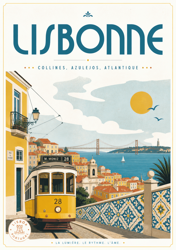 Affiche vintage Lisbonne – Poster de voyage rétro, Lisbonne, Portugal, EUROPE