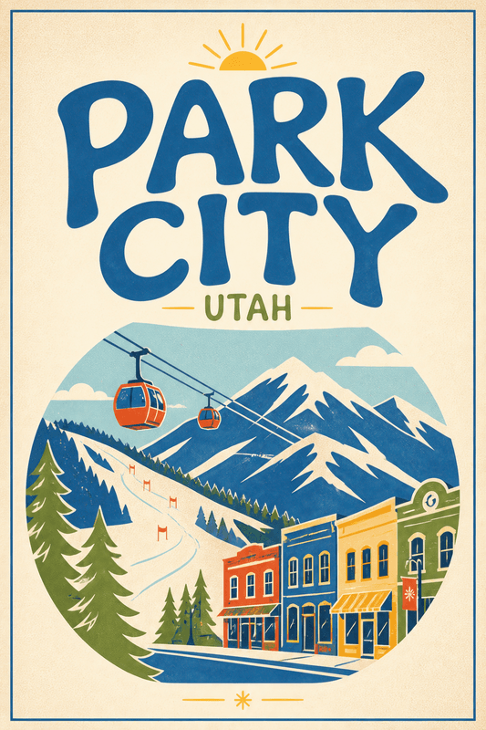 Affiche vintage Park City – Poster de voyage rétro, Park City, États-Unis, AMÉRIQUE DU NORD
