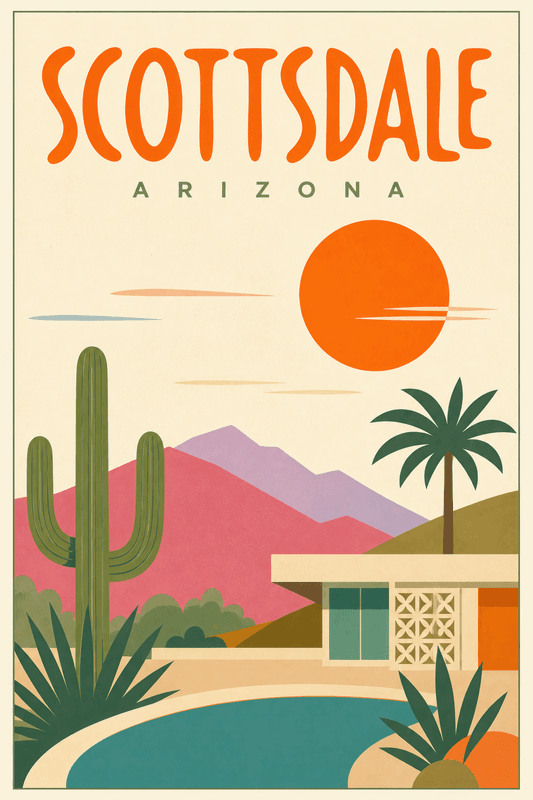 Affiche vintage Scottsdale – Poster de voyage rétro, Scottsdale, États-Unis, AMÉRIQUE DU NORD