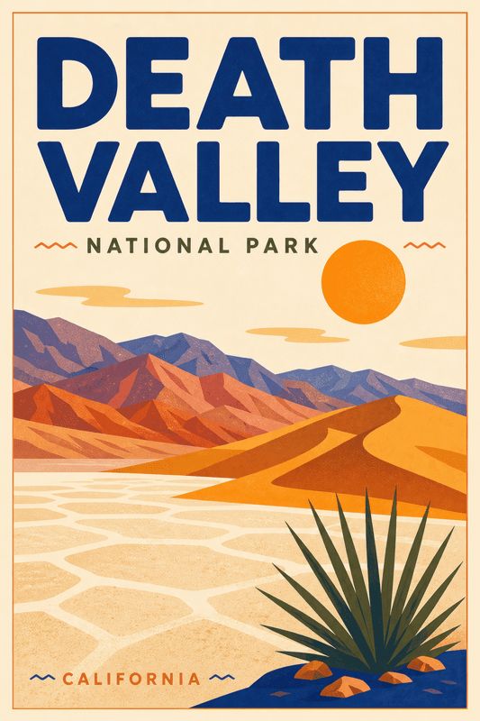 Affiche vintage Death Valley National Park – Poster de voyage rétro, Death Valley National Park, États-Unis, AMÉRIQUE DU NORD