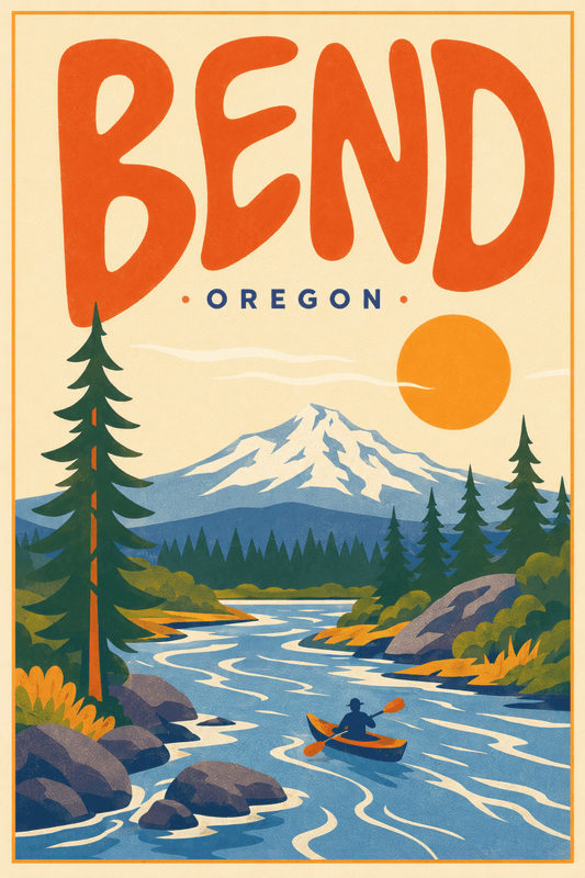 Affiche vintage Bend – Poster de voyage rétro, Bend, États-Unis, AMÉRIQUE DU NORD