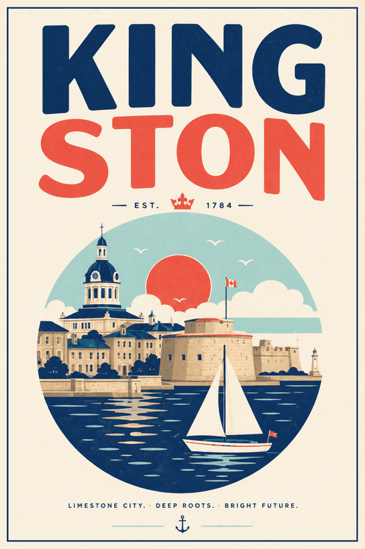 Affiche vintage Kingston – Poster de voyage rétro, Kingston, Canada, AMÉRIQUE DU NORD