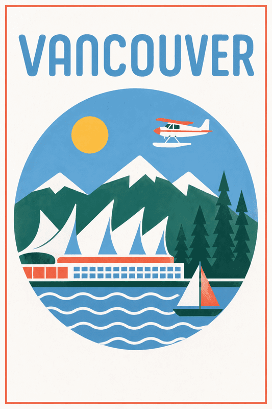 Affiche vintage Vancouver – Poster de voyage rétro, Vancouver, Canada, AMÉRIQUE DU NORD
