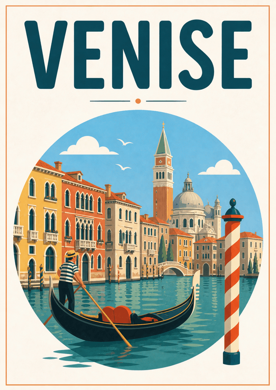 Affiche vintage Venise – Poster de voyage rétro, Venise, Italie, EUROPE