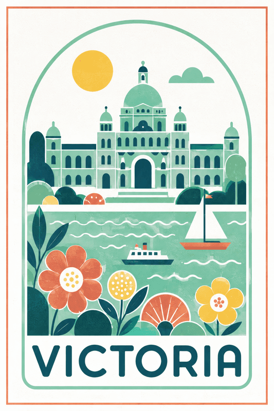 Affiche vintage Victoria – Poster de voyage rétro, Victoria, Canada, AMÉRIQUE DU NORD