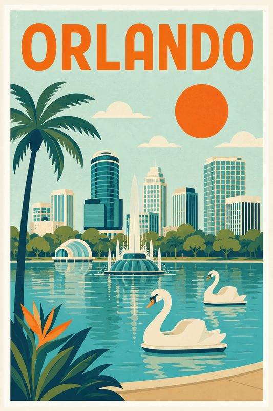 Affiche vintage Orlando – Poster de voyage rétro, Orlando, États-Unis, AMÉRIQUE DU NORD