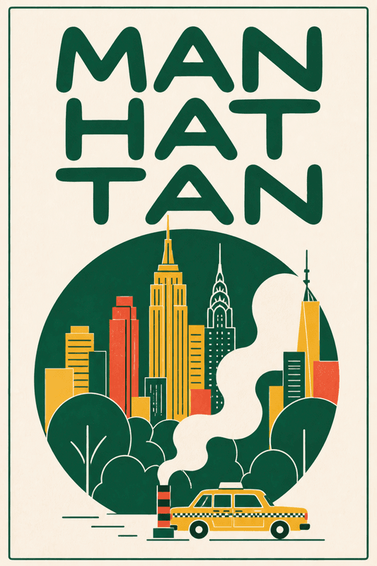 Affiche vintage Manhattan – Poster de voyage rétro, Manhattan, États-Unis, AMÉRIQUE DU NORD
