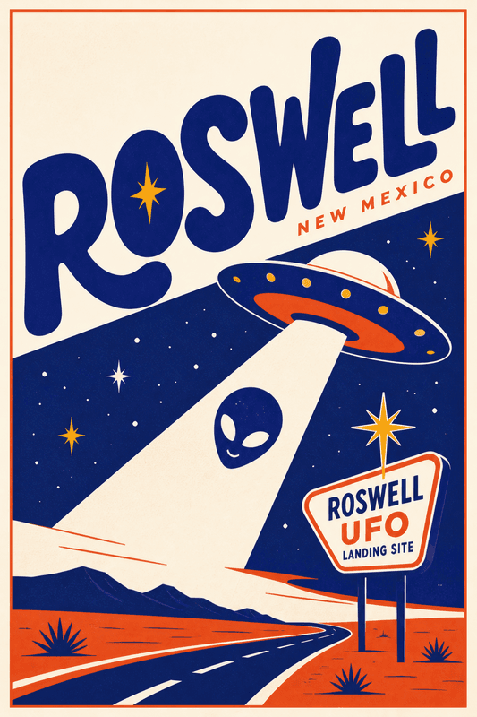 Affiche vintage Roswell – Poster de voyage rétro, Roswell, États-Unis, AMÉRIQUE DU NORD