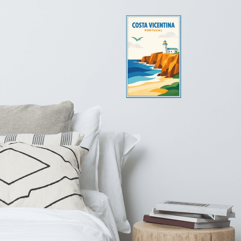 Affiche vintage Costa Vicentina – Poster de voyage rétro, Côte Sauvage, Alentejo, Portugal