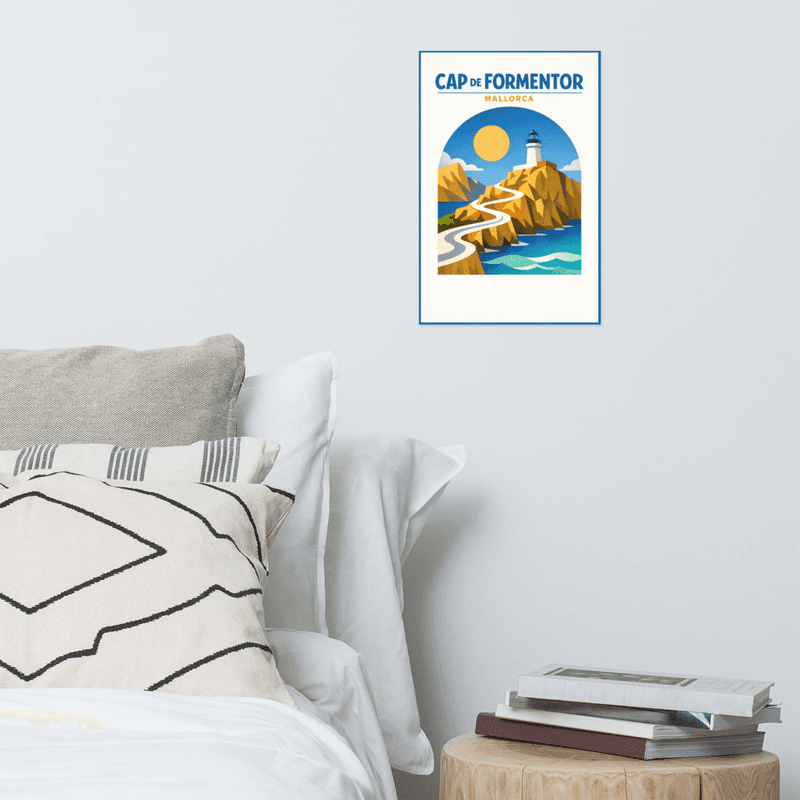 Affiche vintage Cap de Formentor Mallorca – Poster de voyage rétro, Phare, Îles Baléares, Espagne