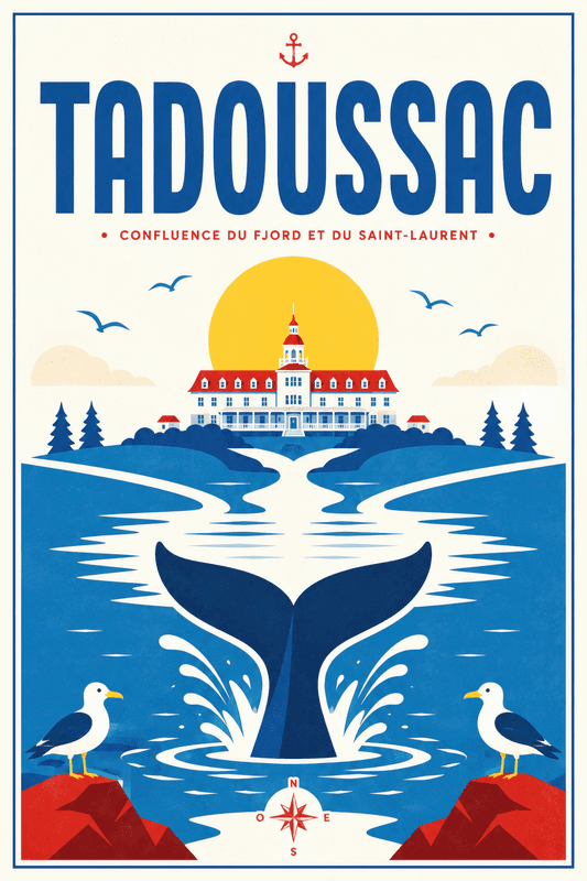 Affiche vintage Tadoussac – Poster de voyage rétro, Tadoussac, Canada, AMÉRIQUE DU NORD