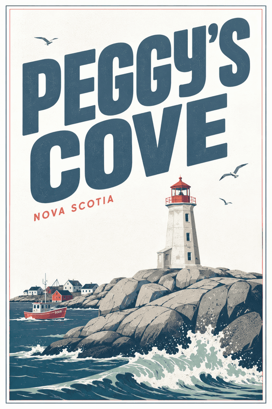 Affiche vintage Peggy's Cove – Poster de voyage rétro, Peggy's Cove, Canada, AMÉRIQUE DU NORD