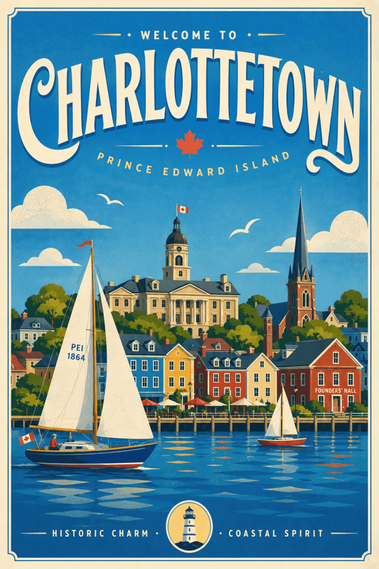 Affiche vintage Charlottetown – Poster de voyage rétro, Charlottetown, Canada, AMÉRIQUE DU NORD