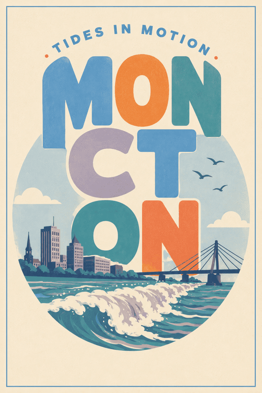Affiche vintage Moncton – Poster de voyage rétro, Moncton, Canada, AMÉRIQUE DU NORD