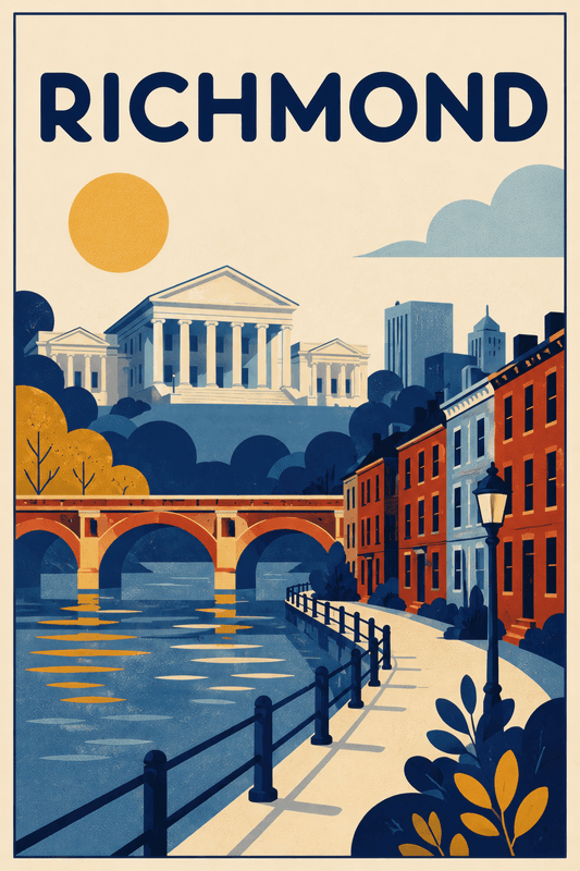 Affiche vintage Richmond – Poster de voyage rétro, Richmond, États-Unis, AMÉRIQUE DU NORD