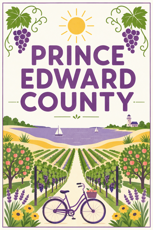 Affiche vintage Prince Edward County – Poster de voyage rétro, Prince Edward County, Canada, AMÉRIQUE DU NORD
