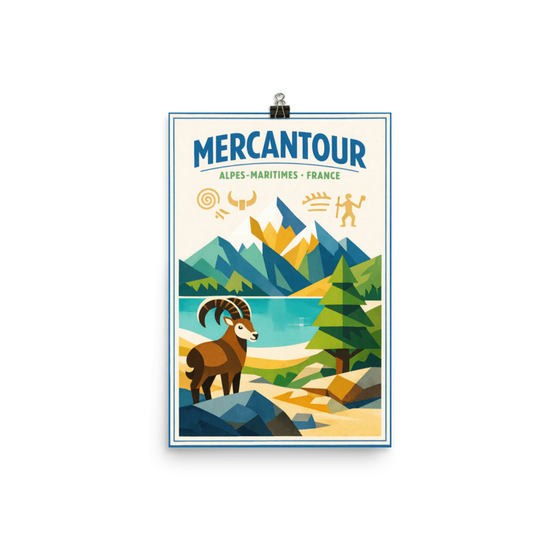 Affiche vintage Mercantour – Poster de voyage rétro, Parc national, Alpes-Maritimes, Haute-Provence, France