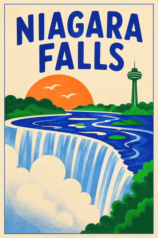 Affiche vintage Niagara Falls – Poster de voyage rétro, Niagara Falls, États-Unis, AMÉRIQUE DU NORD