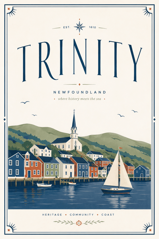 Affiche vintage Trinity – Poster de voyage rétro, Trinity, Canada, AMÉRIQUE DU NORD