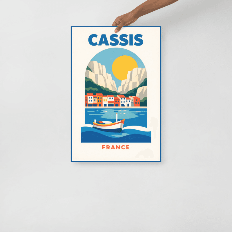 Affiche vintage Cassis – Poster de voyage rétro, Village provãnçal, Port, Bouches-du-Rhône, Provence, France