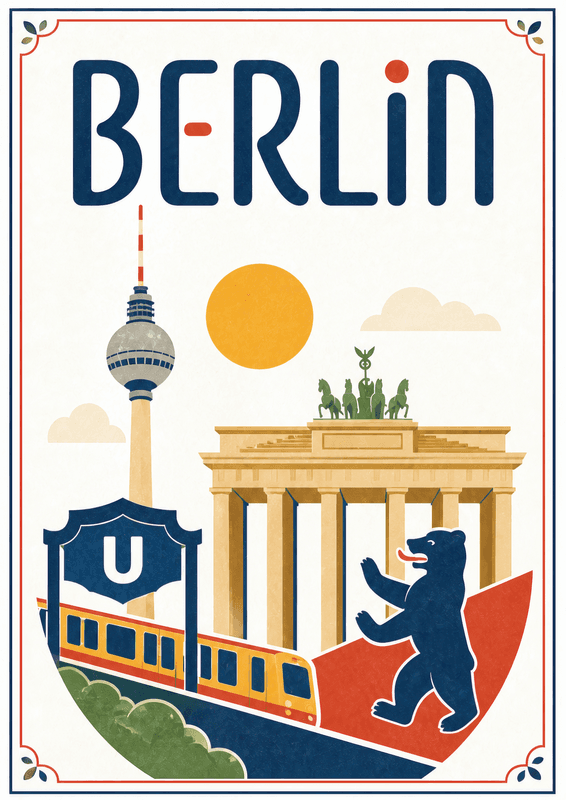Affiche vintage Berlin – Poster de voyage rétro, Berlin, Allemagne, EUROPE