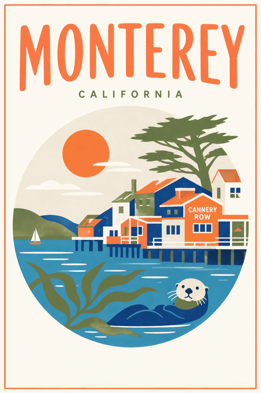 Affiche vintage Monterey – Poster de voyage rétro, Monterey, États-Unis, AMÉRIQUE DU NORD