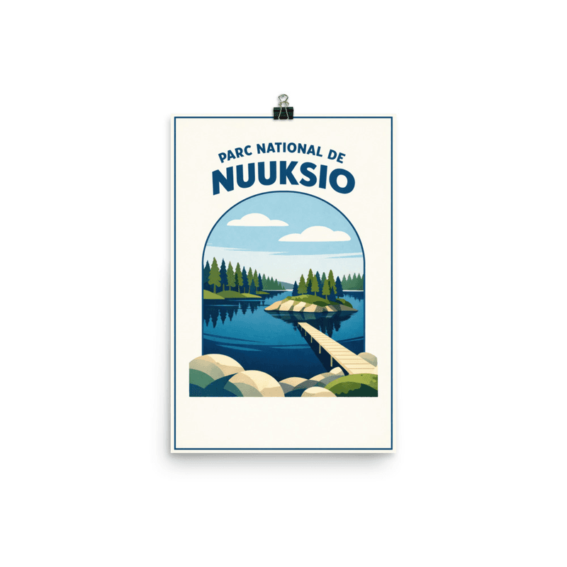 Affiche vintage Nuuksio – Poster de voyage rétro, Parc National et Lac, FINLANDE