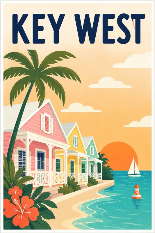 Affiche vintage Key West – Poster de voyage rétro, Key West, États-Unis, AMÉRIQUE DU NORD