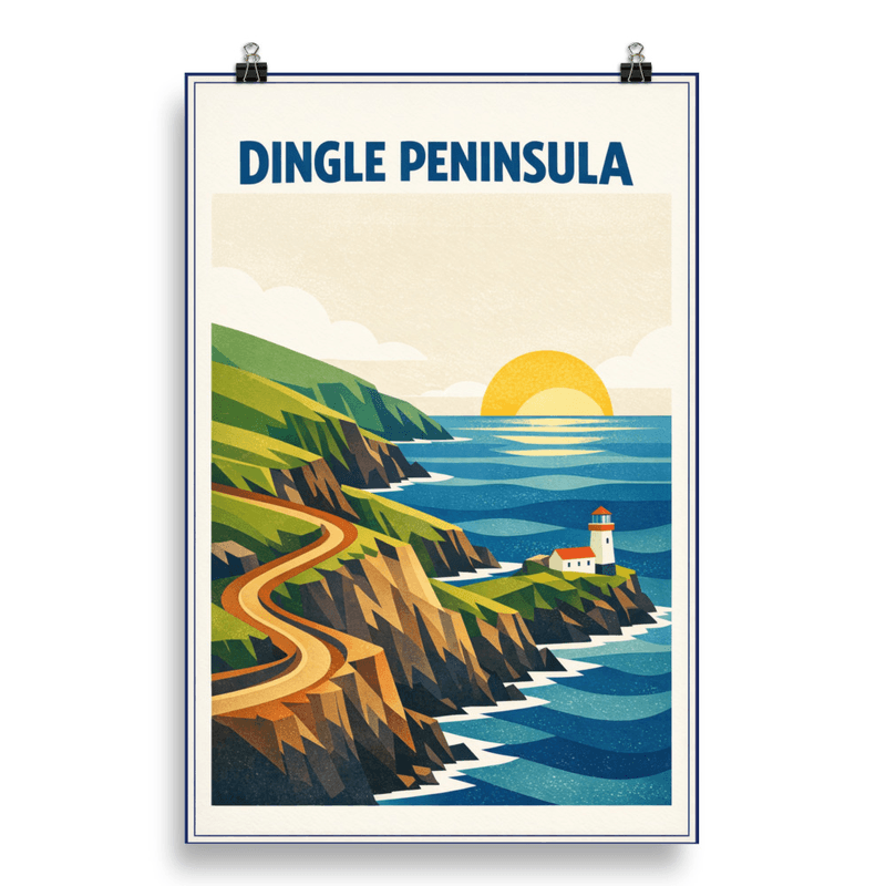 Affiche vintage Dingle Peninsula – Poster de voyage rétro, Côte Atlantique du Kerry, IRLANDE