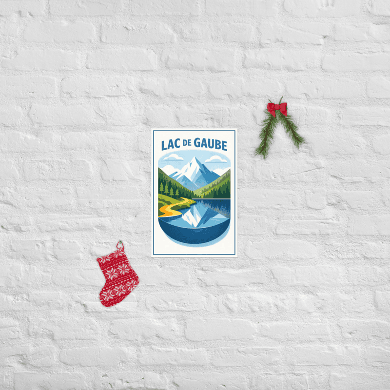 Affiche vintage Lac de Gaube – Poster de voyage rétro, lac, Pyrenées, montagnes, Nouvelle-Aquitaine, France