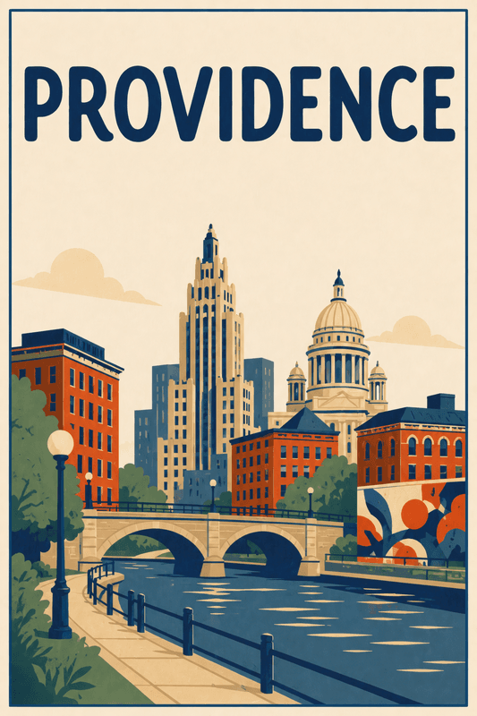 Affiche vintage Providence – Poster de voyage rétro, Providence, États-Unis, AMÉRIQUE DU NORD