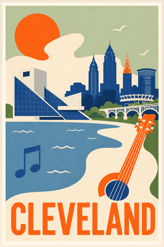 Affiche vintage Cleveland – Poster de voyage rétro, Cleveland, États-Unis, AMÉRIQUE DU NORD