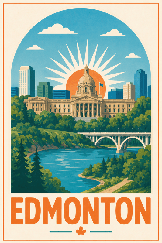 Affiche vintage Edmonton – Poster de voyage rétro, Edmonton, Canada, AMÉRIQUE DU NORD