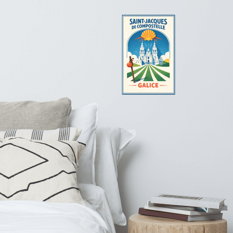 Affiche vintage Saint-Jacques-de-Compostelle – Poster de voyage rétro, Galice, Pèlerinage, Espagne