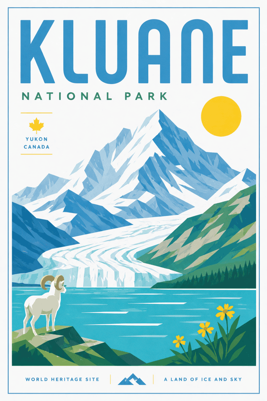 Affiche vintage Kluane – Poster de voyage rétro, Kluane, Canada, AMÉRIQUE DU NORD