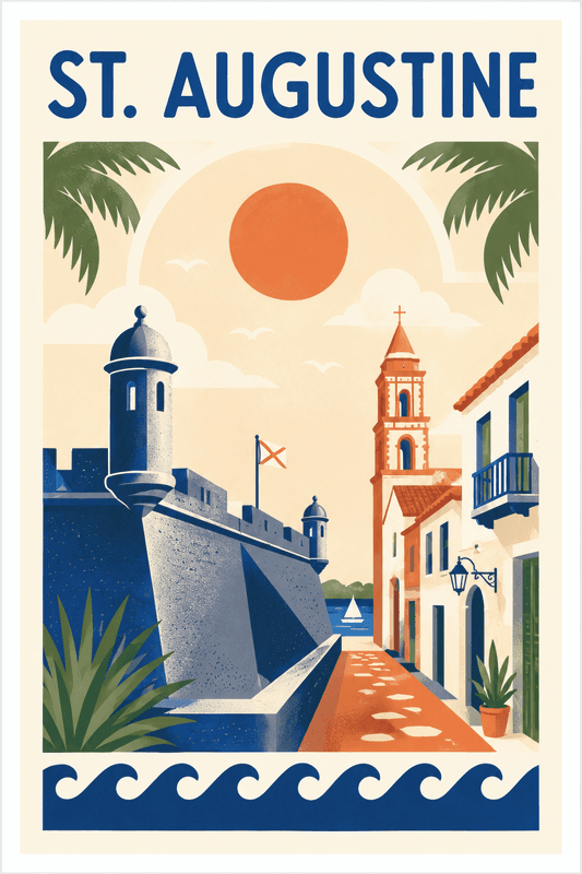 Affiche vintage St. Augustine – Poster de voyage rétro, St. Augustine, États-Unis, AMÉRIQUE DU NORD