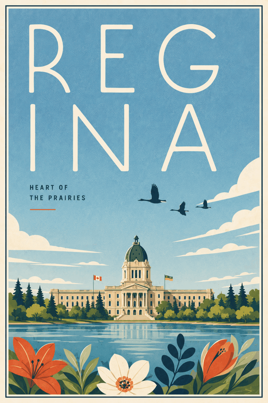 Affiche vintage Regina – Poster de voyage rétro, Regina, Canada, AMÉRIQUE DU NORD
