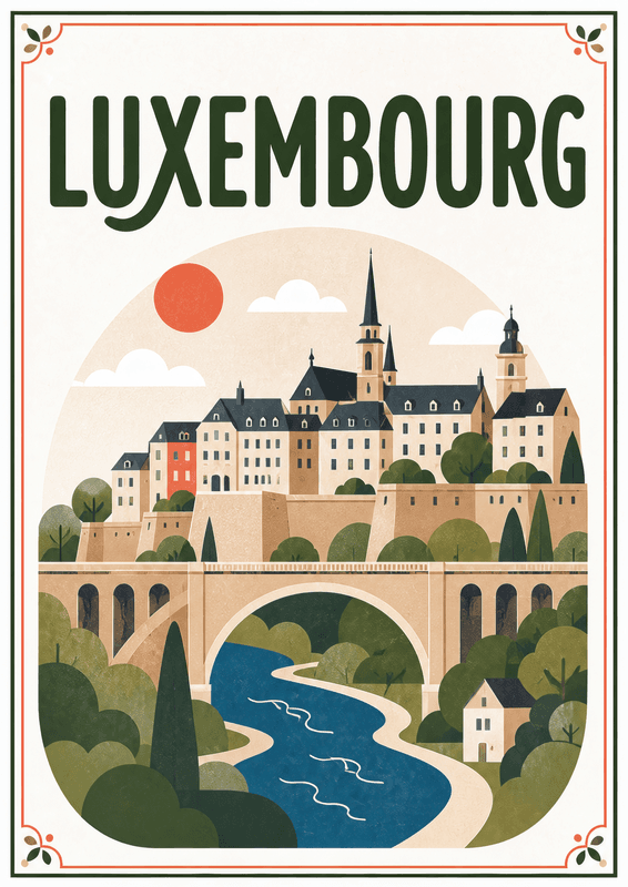 Affiche vintage Luxembourg – Poster de voyage rétro, Luxembourg, Luxembourg, EUROPE
