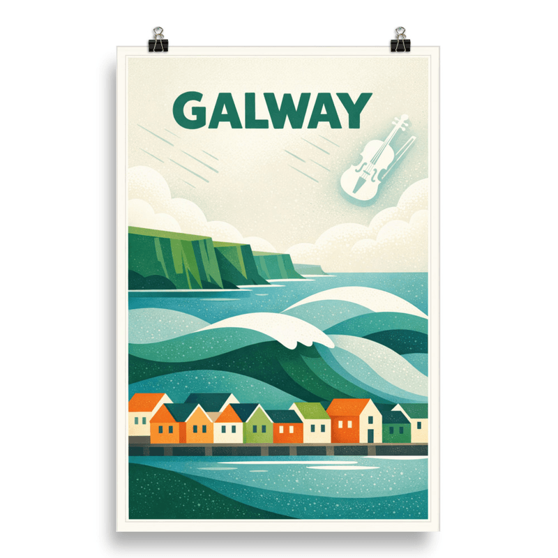 Affiche vintage Galway – Poster de voyage rétro, Baie de Galway, IRLANDE