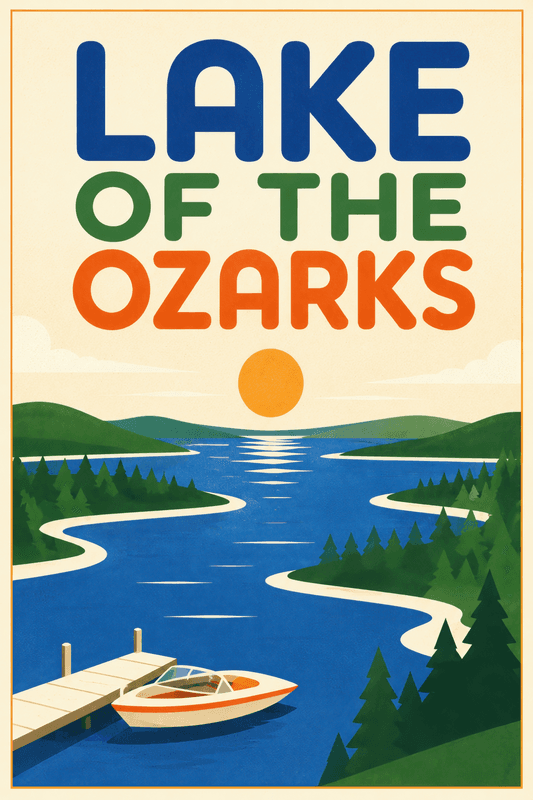 Affiche vintage Lake of the Ozarks – Poster de voyage rétro, Lake of the Ozarks, États-Unis, AMÉRIQUE DU NORD