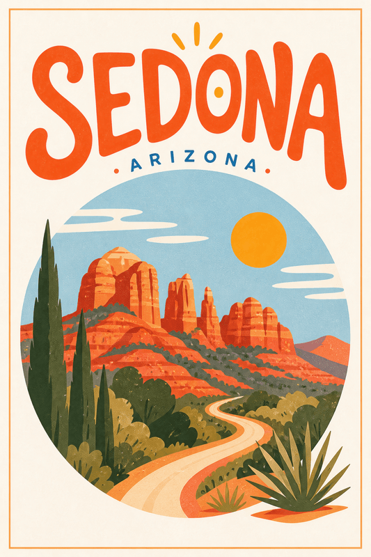 Affiche vintage Sedona – Poster de voyage rétro, Sedona, États-Unis, AMÉRIQUE DU NORD